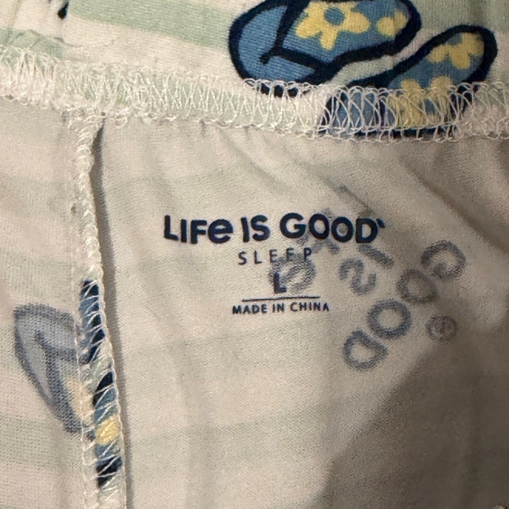 Life is Good Sleep Pull On Pajama Bottoms Stripes Flip Flop Women Size Large - Picture 6 of 7